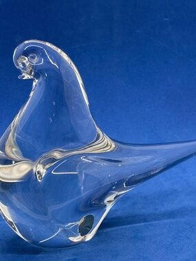 Swedish Clear Art Glass Dove Bird Figurine Made in Sweden 4 3/4" Tall x 6 1/2" L